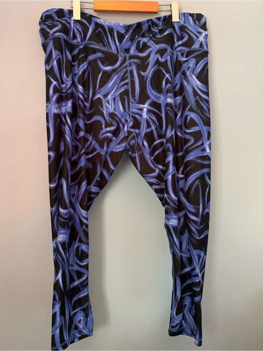 ACX Active 2X Abstract Blue Swirl Leggings
